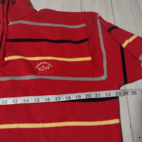 Paul & Shark Vintage Red Striped Knit 1/4 Zipper Sweater XXL - Picture 3 of 8
